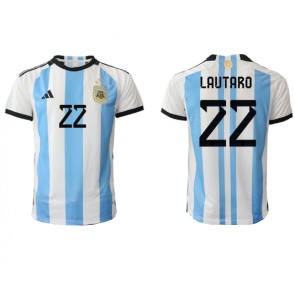 Argentina Lautaro Martinez #22 Replica Home Stadium Shirt World Cup 2022 Short Sleeve